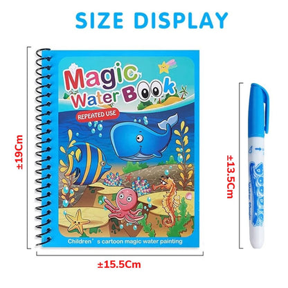 Magic Water Book FREE Spidol Air - Buku Ajaib Belajar Mewarnai Edukasi Anak / Practice Drawing Repeated Use Latihan Motorik Menggambar Kreativitas Hadiah Kado Ulang Tahun Prasekolah Paud TK SD Bisa Dipakai Berkali-kali