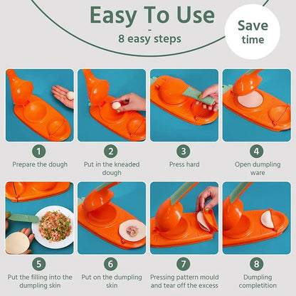 Alat Press Adonan Dan Cetakan Pastel 2in1 Bentuk Wortel / Alat Bantu Penekan Pemipih Pembentuk Lembaran Adonan Kulit Pangsit Dimsum Siomay Suikiaw Gyoza Kuotie Wonton Handmade Manual Dumpling Skin Maker BPA FREE Serbaguna