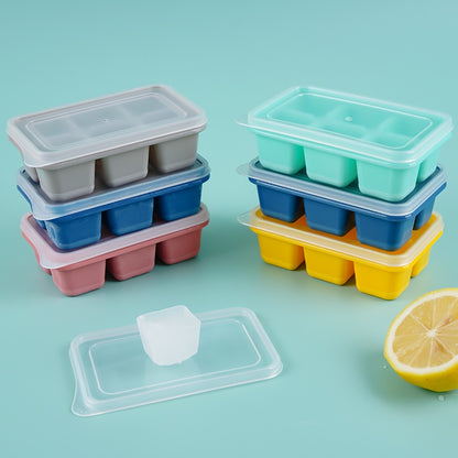 Cetakan 6 Kotak Dengan Penutup / Alat Pencetak Es Batu Puding Agar-Agar Jelly Coklat Yogurt Air Kaldu Anti Pecah / Ice Cube Mold Square Food Grade / Wadah Tempat Cetak 6 Sekat Unik Serbaguna Bahan Kontainer Plastik