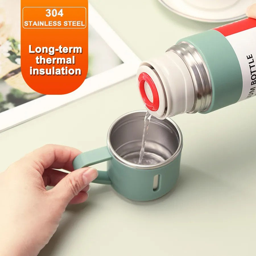 (1Set) Termos Vacuum Flask 500ml FREE Cangkir 2pcs / Thermos Vacum Eksklusif Stainless Steel 3in1 Tumbler Anti Korosi