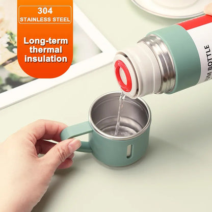 (1Set) Termos Vacuum Flask 500ml FREE Cangkir 2pcs / Thermos Vacum Eksklusif Stainless Steel 3in1 Tumbler Anti Korosi