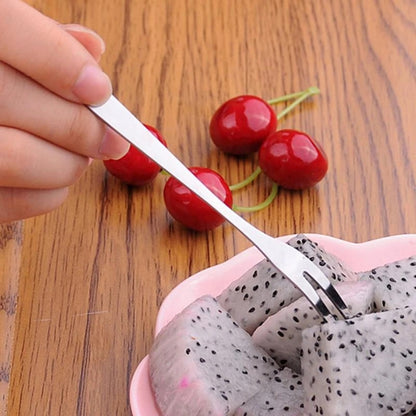 Garpu Mini Stainless Steel Tusukan Dwisula Buah Kue Puding Two-Tooth Fork Alat Tusuk Makanan Serbaguna Garpu Kecil Untuk Souvenir Pernikahan