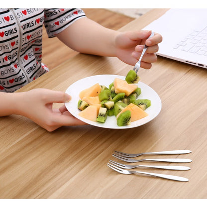 Garpu Mini Stainless Steel Tusukan Dwisula Buah Kue Puding Two-Tooth Fork Alat Tusuk Makanan Serbaguna Garpu Kecil Untuk Souvenir Pernikahan