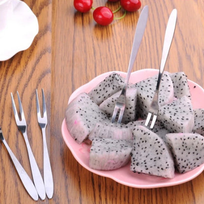Garpu Mini Stainless Steel Tusukan Dwisula Buah Kue Puding Two-Tooth Fork Alat Tusuk Makanan Serbaguna Garpu Kecil Untuk Souvenir Pernikahan