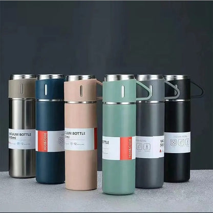 (1Set) Termos Vacuum Flask 500ml FREE Cangkir 2pcs / Thermos Vacum Eksklusif Stainless Steel 3in1 Tumbler Anti Korosi