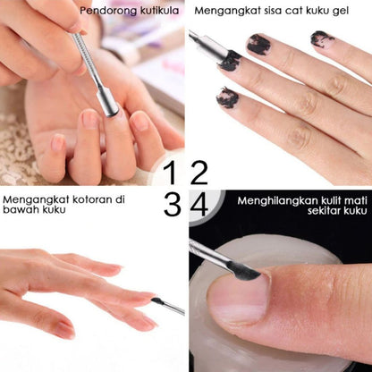 Alat Pendorong Kutikula Kuku Manicure | Nail Cuticle Pusher Stainless | Aman, Tajam & Efektif | Untuk Pembersihan Kuku & Nail Art
