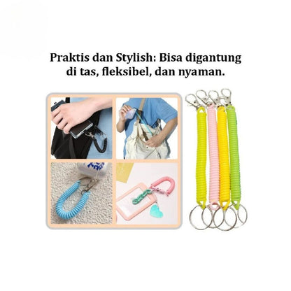 Gantungan Kunci Motor Spiral Elastis Tali Karet Dapat Ditarik / Keychain Spiral Gantungan Konci Spring Praktis Anti Hilang