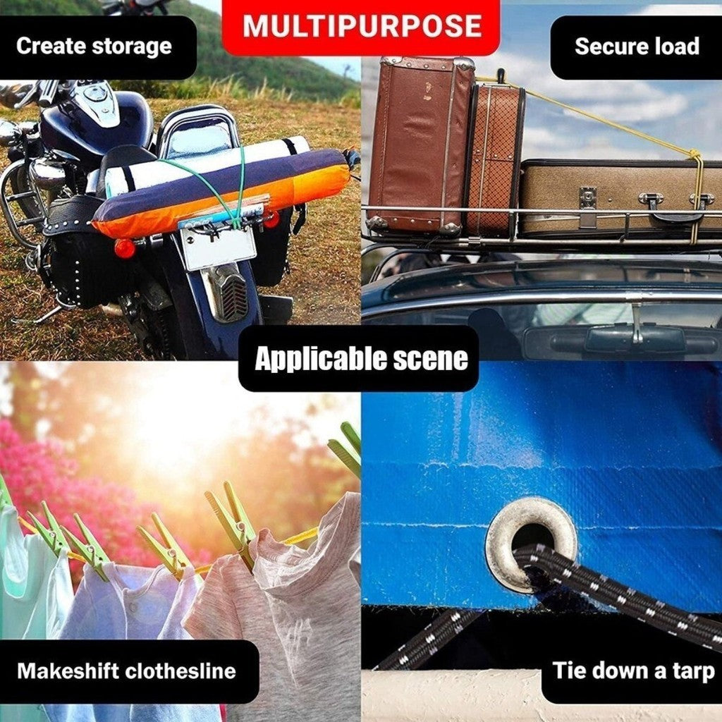 Tali Bagasi Motor 2 Meter Elastis / Pengikat Barang Bawaan 200cm / Kait Pipih Gepeng Kuat Serbaguna