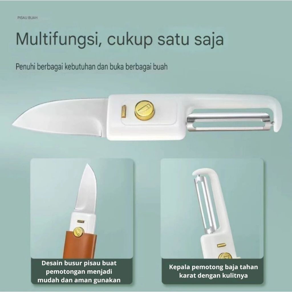 Set Pisau Pengupas Buah 2in1 / Peeler Knife Portable / Alat Kupas Pemotong Kulit Kentang Multifungsi