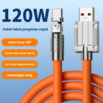 Kabel Data Silikon 120W 6A / Kabel Gaming Rotasi Desain Putar 180° Fast Charging