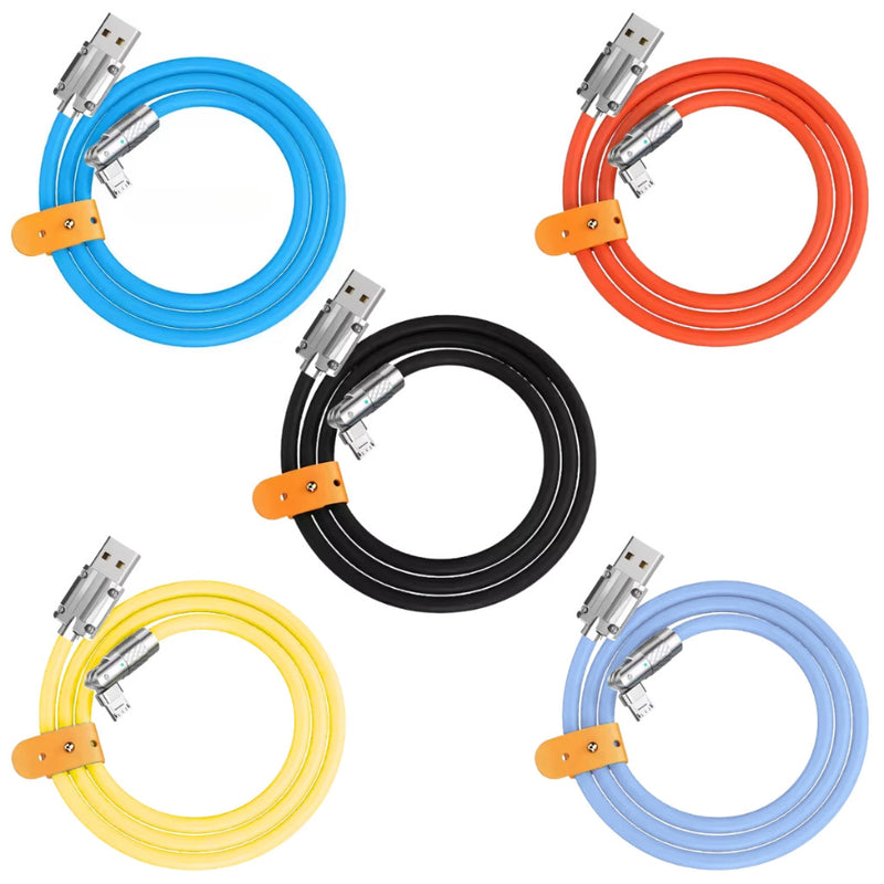 Kabel Data Silikon 120W 6A / Kabel Gaming Rotasi Desain Putar 180° Fast Charging