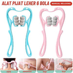 Alat Pijat Leher Manual Neck Massager Roller Handheld 6 Bola Pijat Ergonomis