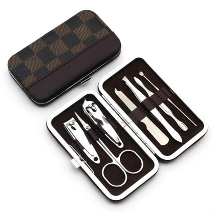Manicure Pedicure Set 7IN1 Dompet Paket Pembersih Kuku Pinset Gunting Lancip Korek telinga Kuping